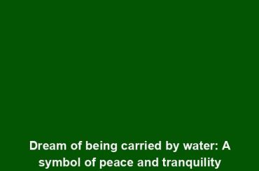 Dream of being carried by water: A symbol of peace and tranquility