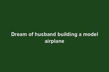 Dream of husband building a model airplane