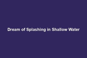 Dream of Splashing in Shallow Water