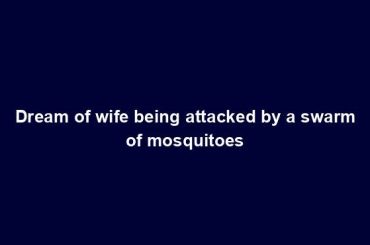 Dream of wife being attacked by a swarm of mosquitoes