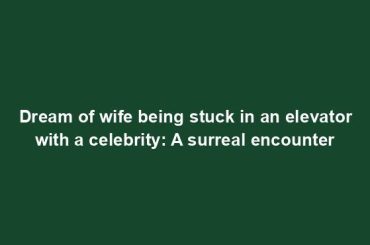 Dream of wife being stuck in an elevator with a celebrity: A surreal encounter