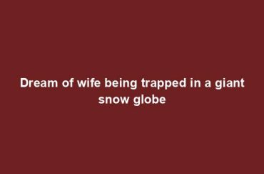 Dream of wife being trapped in a giant snow globe